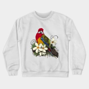 Eastern Rosella and Plumerias Crewneck Sweatshirt